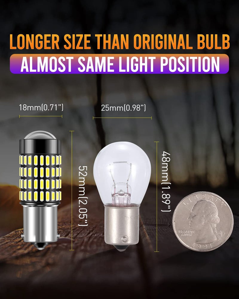LUYED 1156 1141 LED Bulb 3400 Lumens Extremely Bright 1003 7506 BA15S P21W LED Light Bulbs for Backup Reverse Tail Turn Signal Lights,Xenon White,Pack of 2 - Image 5